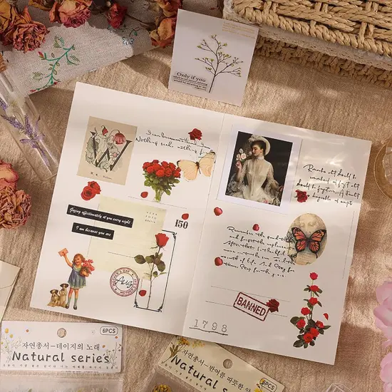 48 Sheets Vintage Plants Flowers Stickers Pack {4}