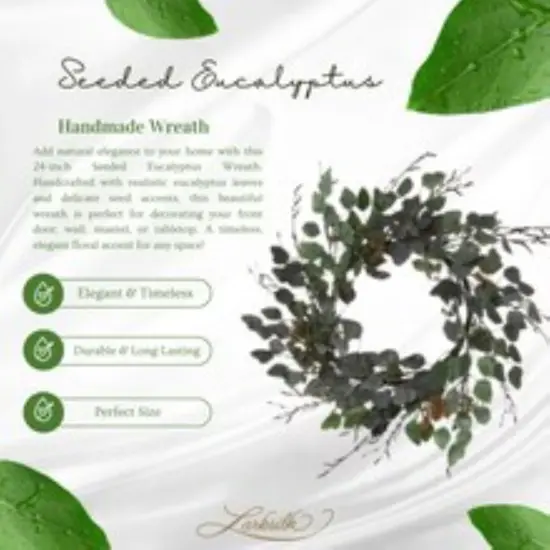 2-Pack 24" Seeded Eucalyptus Wreath - Handcrafted Lifelike Decor for Front Door, Wall, Mantel & Tabletop - Elegant Floral Accent for Home - Floral Home by Artificial Flowers {2}