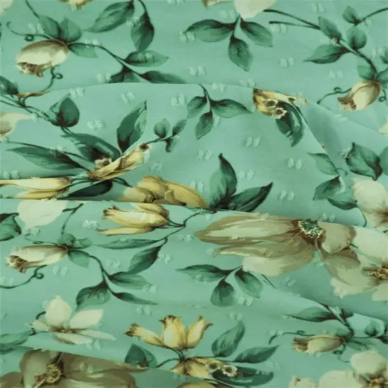 1 Yard Swiss Dot Floral Cey Airflow Fabric, 58/59&Prime; Wide 100% Polyester SAND {6}