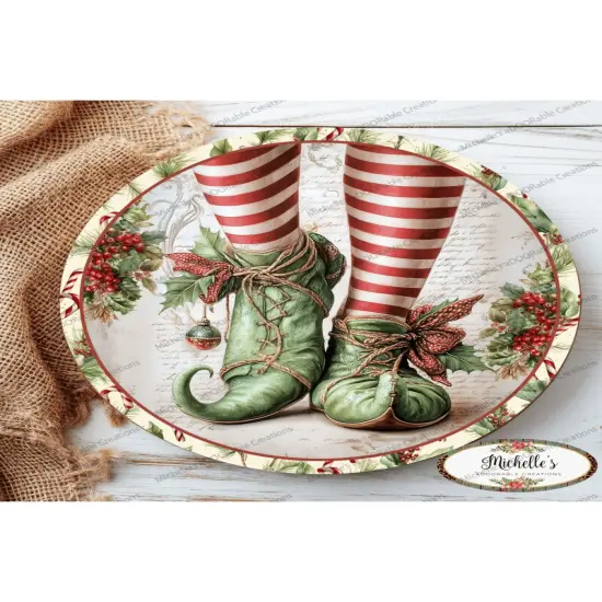 Vintage Elf Legs Round Metal Sign {5}