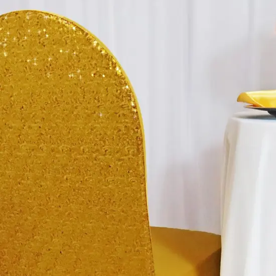 1 Piece Gold Sequin Spandex Chair Cover Stretch Fit for Banquet Events {4}