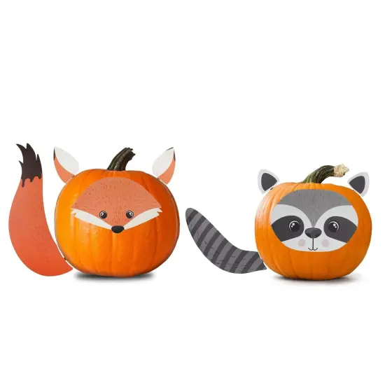 Woodland Friends Pumpkin Decorating Kit 8pc Reusable Metal Accessories {1}