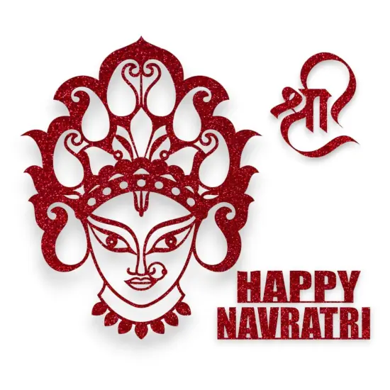 Happy Navratri Cutout, Happy Navratri Sign, Mata Face, Navratri Decoration, , Navratri Home Decor, Navratri Backdrop, Navratri Puja Silver {5}