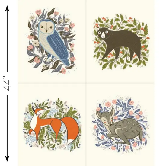 Floral Animal Panel in Cloud (48400 11) | Woodland Wonder | Gingiber | Moda {1}