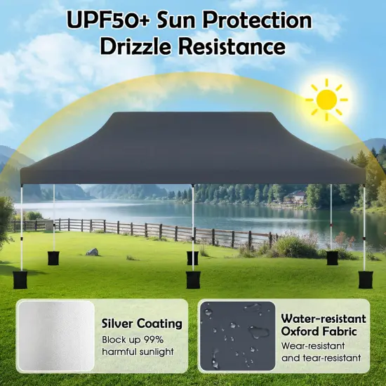 Costway 10 x 20 FT Pop-up Canopy UPF50+ Sun Protection Tent with Carrying Bag Blue/Black/Grey/White/Pink {6}