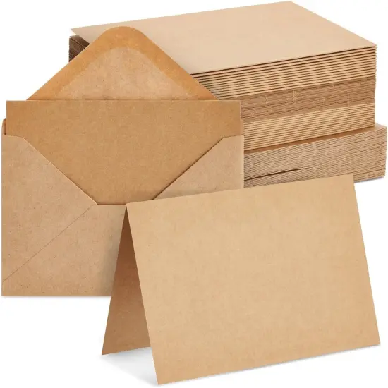 48 Pack Kraft Brown Blank Greeting Cards with Envelopes {1}