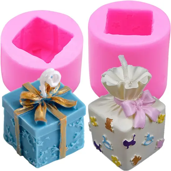2PCS Gift Box Silicone Candle Molds Soap Molds {1}