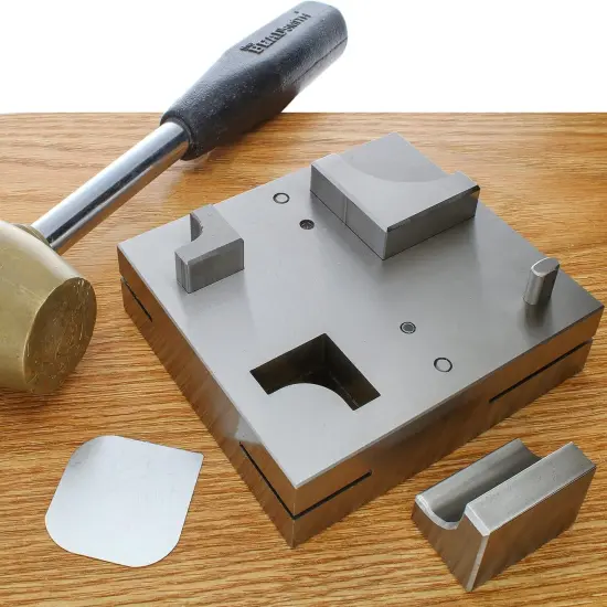 The Beadsmith Steel Disc Cutter Set Includes 4 Punches & Die. Tool for Cutting Corners from: 1/4", 1/2" & 1" Curves & 3/16" x 3/4" Oval Slot Punch. Use Soft Metal Sheet up to 20-24 Gauge & Thinner {6}