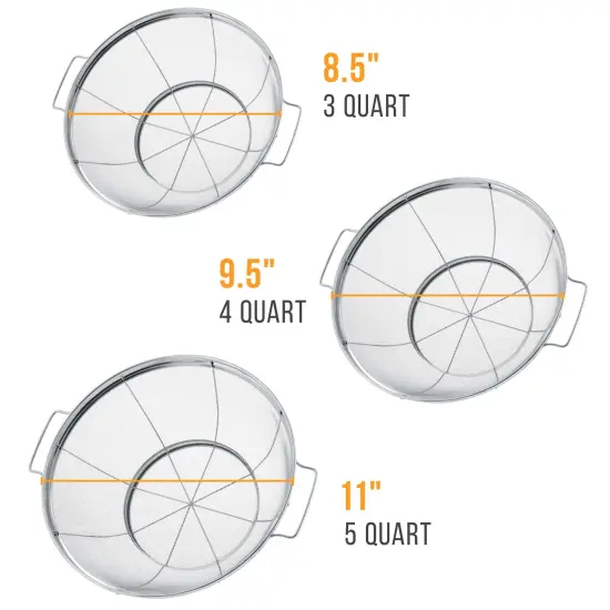 U.S. Kitchen Supply Set of 3 Stainless Steel Colander Strainers Net Baskets - 11", 9.5" & 8.5" Sizes - Colander with Handles & Resting Base - Stainless Steel Sieve, Strainers and Colanders for Kitchen {2}