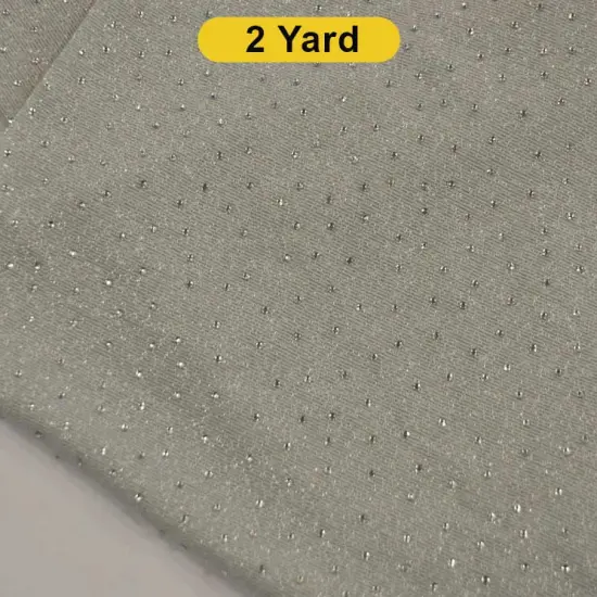 Diamond Glimmer Knit Fabric 56" Wide Metallic Glitter Spandex 2 Way Stretch Silver {1}