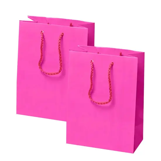 Luxury Gift Wrapping with Glossy Euro Totes 9 3/4'' x 4 '' x 7 3/4'' Shocking Pink {2}