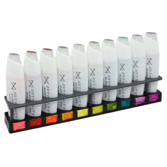 Artfinity Alcohol Ink 10-Slot Stand -Acrylic Upright Storage for Artists - Organize and Store Up to 10 Artfinity Alcohol Inks - Space-Saving Design with Swatch Template Black {3}