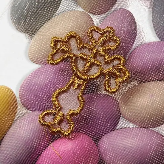 Golden Cross Embroidered Organza Bags 4'' x 6'' Favors {5}