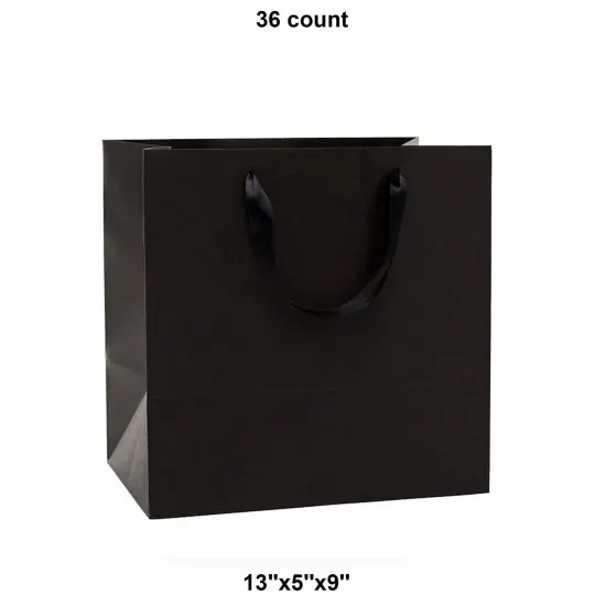 Vibrant Kraft Euro Tote 13" x 5" x 9" with Satin Handles Black {1}
