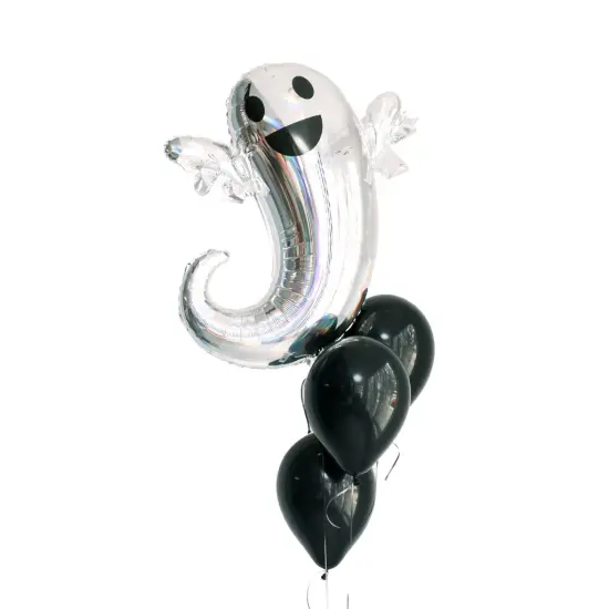 IRIDESCENT GHOST HALLOWEEN BALLOON BUNDLE WITH HELIUM {1}