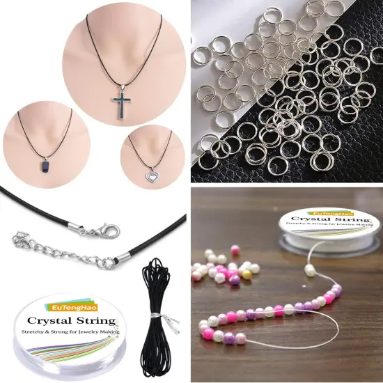 Jewelry Making Kit with Pliers, Wires, Jump Rings, Clasps, Cord and More - Silver {4}