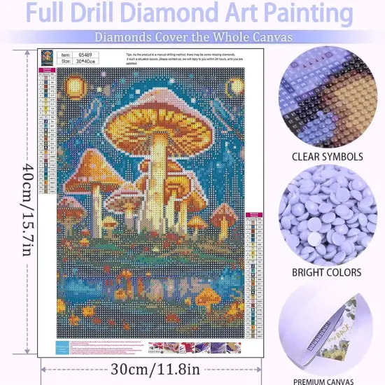 Mushroom Diamond Painting Kit &ndash; 12&times;16 inch {2}