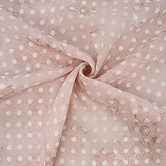 1 Yard Sheer Blush Floral Jacquard Chiffon Fabric 57/58 Inch Width Sheer Blush Pink {2}