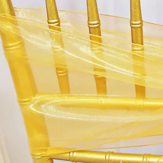10 Pieces Gold Organza Chair Sashes 8"x108" Sheer Elegant Wedding & Party Decor {5}