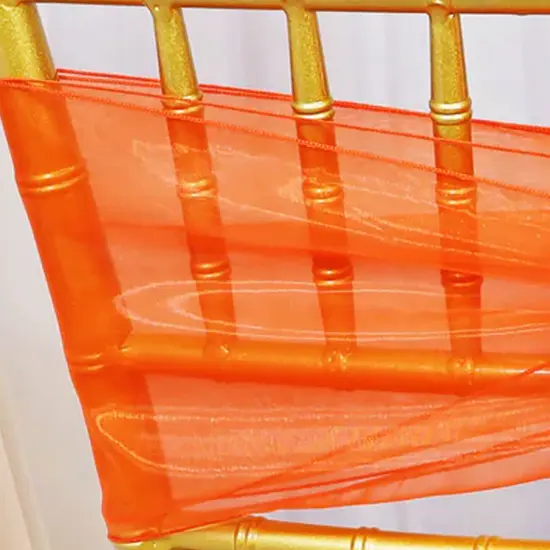 10 Pieces Orange Organza Chair Sashes 8"x108" Sheer Elegant Event Accent {4}