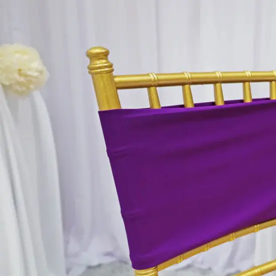 10 Pieces Stretchy Elegant Purple Spandex Chair Bands 7 x 13 Inches {5}