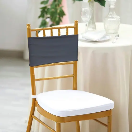 10 Pieces Durable Pewter or Charcoal Spandex Chair Bands for Banquet Chairs 7 x 13 Inches {3}