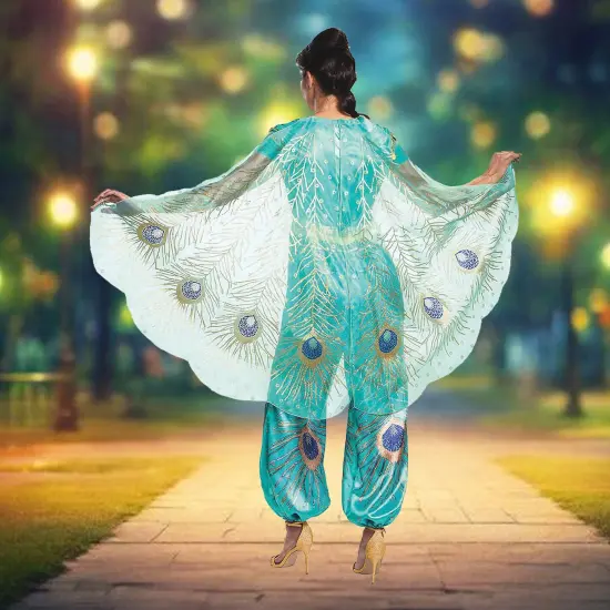 Deluxe Jasmine Teal Costume Jumpsuit with Cape for Regal Cosplay Look {4}