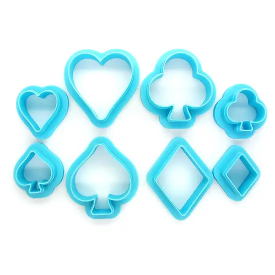 Card Suits Clay Cutters, 8 pc, Two Sizes of Hearts Clubs Spades & Diamonds, Adorabilities {1}