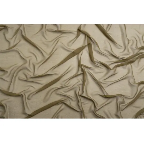 1 Yard Olive Green Crinkled Silk Chiffon Sheer Fabric Perfect for Bridal Designer Dresses, 43 Inches Wide {3}