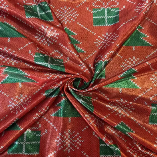 1 Yard Christmas Print Mystique Spandex Fabric for Costumes Leggings Dancewear Holiday Apparel (36" x 60")Inches Wide {1}