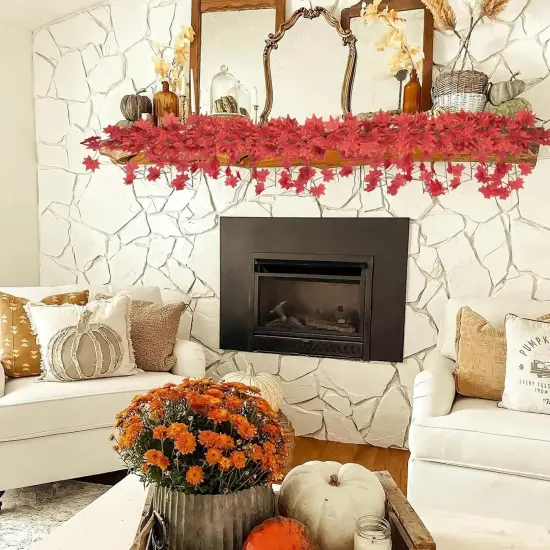 14 Pack 98Ft Fall Leaf Garland, Hanging Vines Artificial (Red Brown) {3}