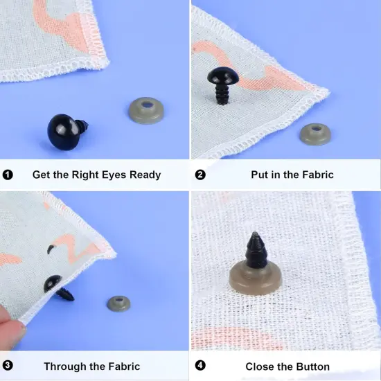 90Pcs Large Safety Eyes and Noses Kit Black Plastic Craft Dolls Eyes {3}