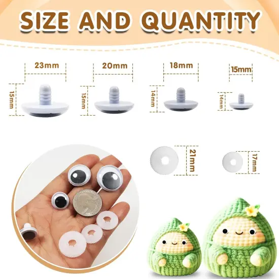 50pcs Black Wiggle Googly Eyes Plastic Safety Eyes 15mm 18mm 20mm 23mm {2}