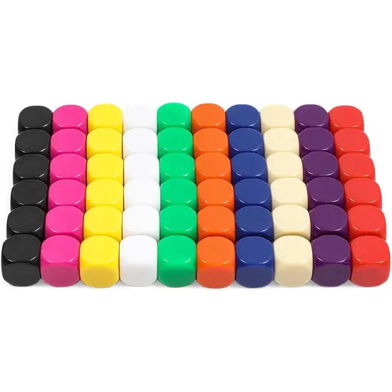 Blank Acrylic Dice Set, Write-On Cubes Game (10 Colors, 60 Pieces) Multicolor {4}