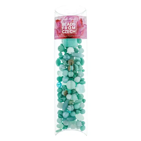 John Bead Mixed Czech Glass Beads Vial, 100g Barbados Ocean {4}