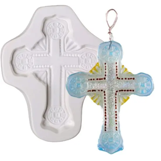 5.75" x 4.5" x 1.25" Ornate Cross Glass Fusing Kiln Mold {1}