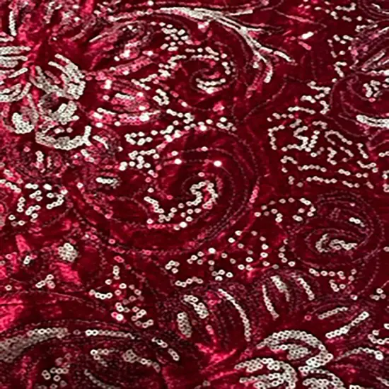 1 Yard Velvet Designed Sequin Mechanical Stretch Fabric 60 Inches Width {1}
