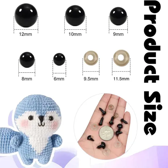 150pcs Safety Eyes for Amigurumis with Washers 6mm to 12mm {2}