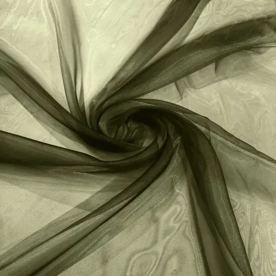 1 Yard Delicate Crystal Organza Fabric Light Soft and See Through Material Olive Green {1}