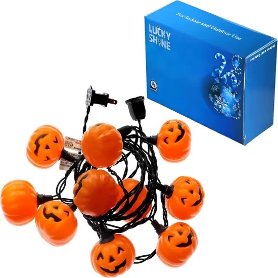 Ghost Faced Pumpkin with 10 Lights {5}