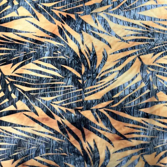 1 Yard Palm Tree Floral Burnout Stretch Velvet Spandex Fabric 60 Inches Width Black {6}