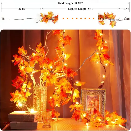 50 Orange Bulbs Connectable Lighted Fall Garland {4}