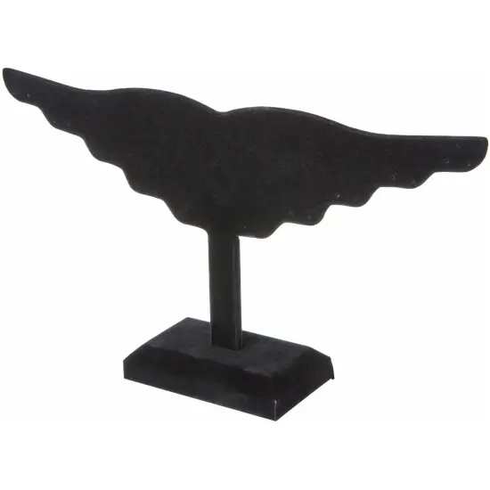 Plymor Black Velvet Wing Style, Ten Pair Earring Display Stand, 12.5" W x 6.5" H {1}