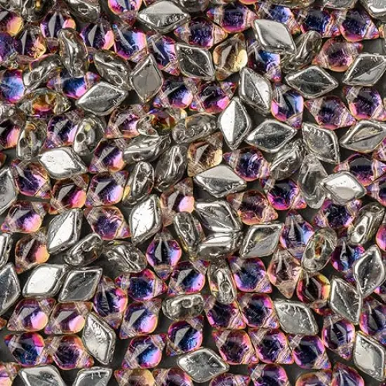 Matubo 2-Hole Czech Glass Backlit Gemduo Beads, 50g Crystal Vapor {1}