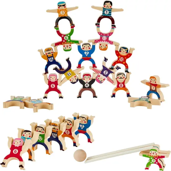 Wooden Stacking Toys,16Pcs Circus Hercules Acrobatic Troupe Interlock Toy,Balancing Building Blocks Game Toddler Puzzle Toys,for 3 4 5 6 Years Old Kids Adults {2}