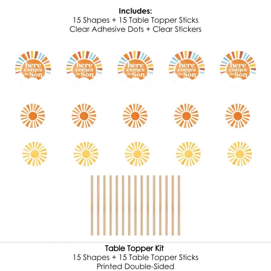 Big Dot of Happiness Here Comes The Son Centerpiece Sticks, Boy Boho Baby Shower Table Topper Decorations - Set of 15 {7}