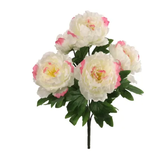 White Pink Peony Bush w/ 5 Silk Blooms 20" - 2025 Spring Collection {1}