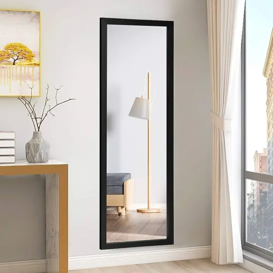 47.5" Full Length Bedroom Mirror with MDF Frame and Adjuatbale Hook for Over Door or Wall Mount Black {4}