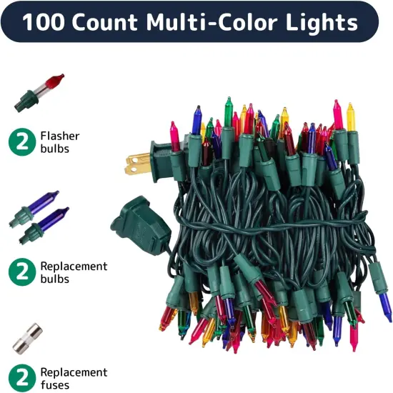 Christmas String Lights with Green Wire - 100 Count {5}