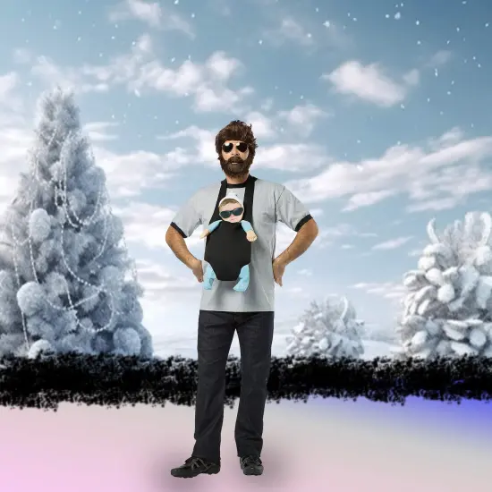 Vegas Aftermath Costume Kit Adult Wig Beard Baby Carrier Glasses {4}